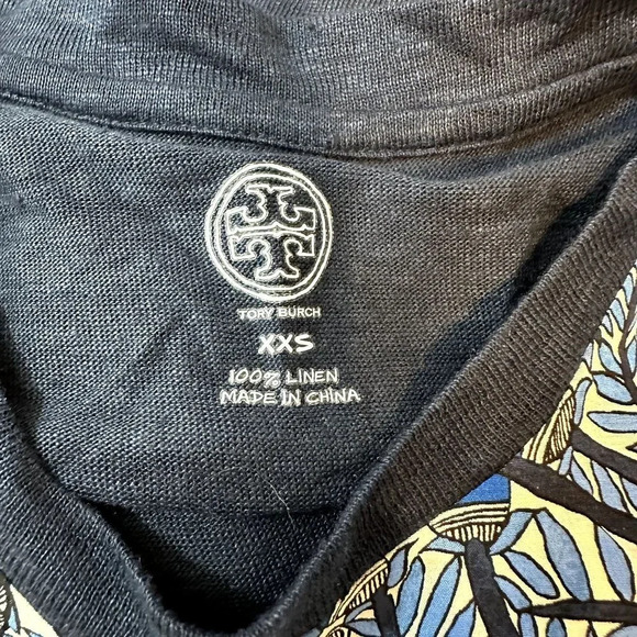 Tory Burch Wild Thing Silk Front Navy‎ T-Shirt XXS - Picture 5 of 7